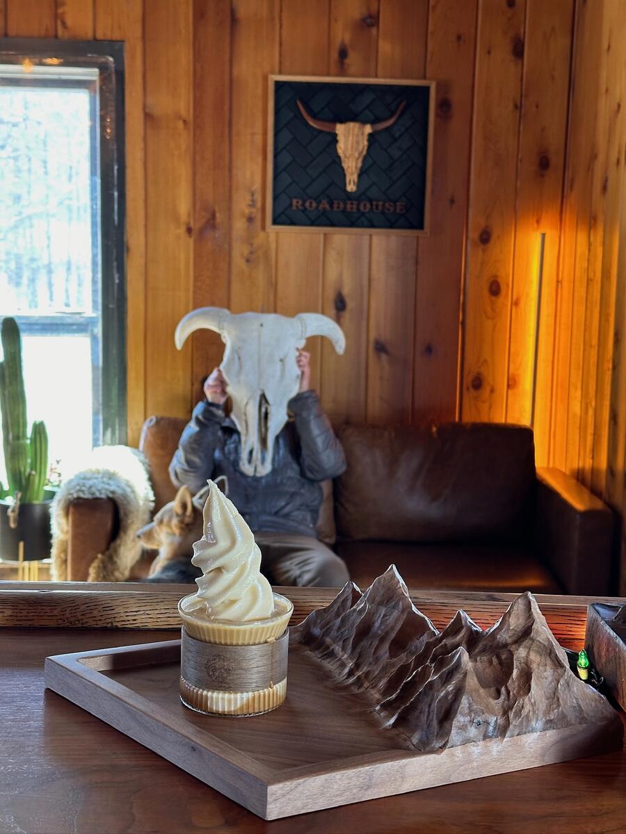 Mountain carving and soft serve at Roadhouse Lodge and Coffee Shop, Twin Lakes